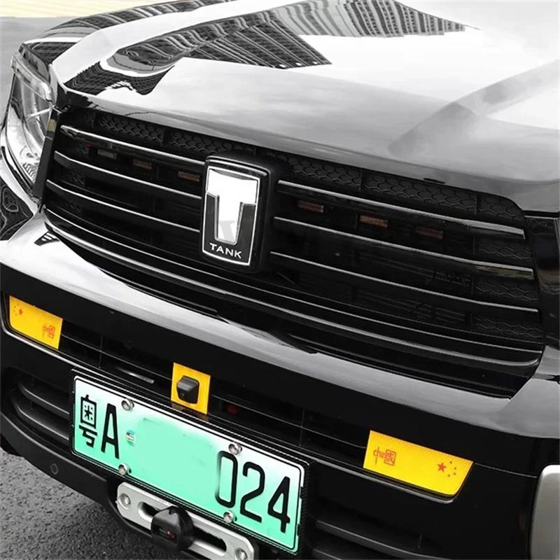 For Great Wall Tank 700 Hi4-T 2024 Black Car Front Bumper Mesh Center Grille Grill Moulding Strips Cover Trim