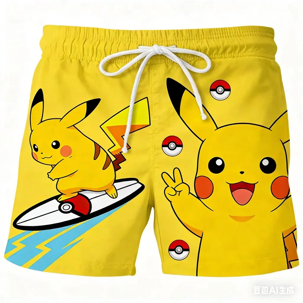 Shorts de Natação com Estampa Pokémon Squirtle 2026 para Homens, Mulheres e Crianças, Secagem Rápida, Cosplay, Praia, Anime