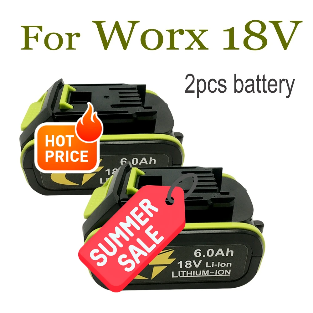 18V 6.0Ah Battery for Worx WU279 WU388 WU808 WA3016 WA3023 WA3406 Cordless Drill Replacement Pack