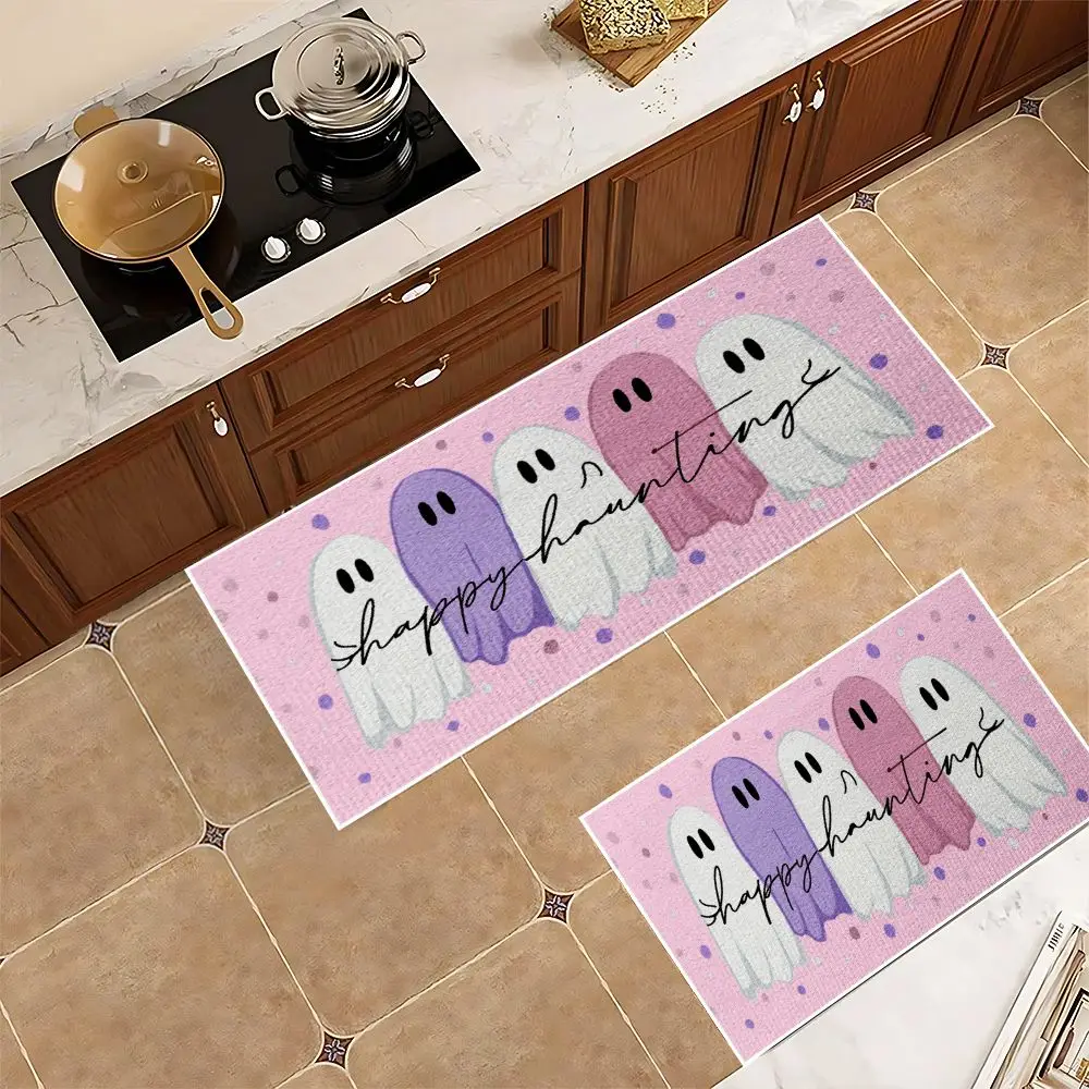 

VIKAMA Halloween Kitchen Set Stain-Resistant And Hard-Wearing Floor Mats Absorbent Doormats Entrance Foot Mats Crystal Pile Mats