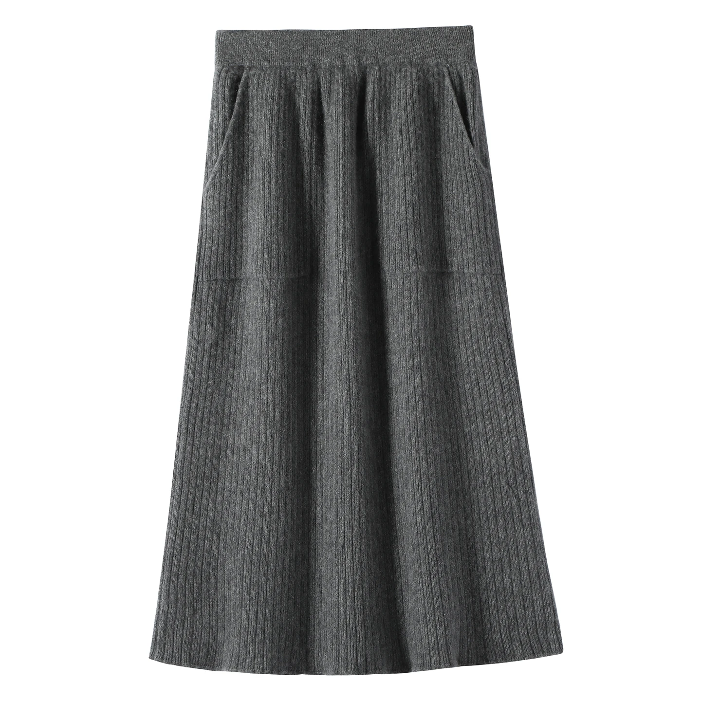 Gonna lunga in cashmere 100% da donna nuova di alta qualità elegante autunno inverno lavorata a maglia morbida calda a vita alta gonna lunga dritta con tasche