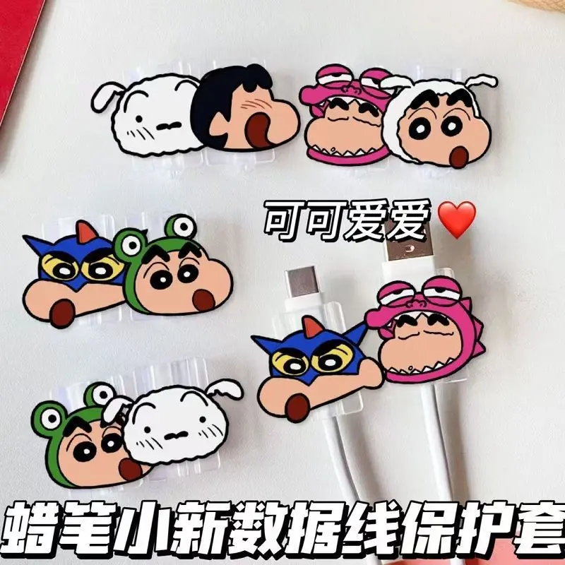 Protector de cable de datos con diseño de Crayon Shin-chan, compatible con Android Huawei, protector de cable tipo C, antirotura, para cargador