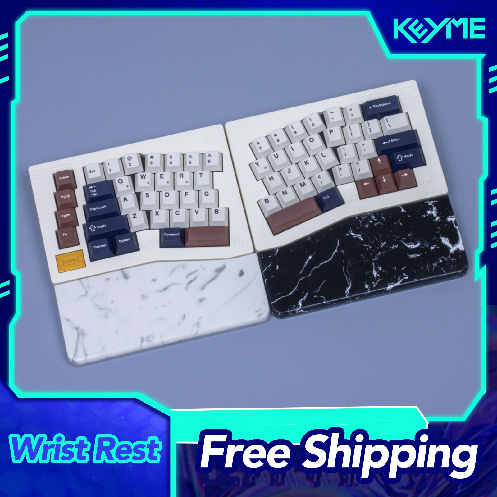 Alice Mechanical Keyboard Wrist Rest For Keychron Z11 Quartz Stone Split Wrist Rest Alice Layout Mechanical Keyboard Palm Rest