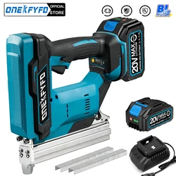 Brushless Wireless Cordless 1022J U Staples Electric Nail Gun Stapler Nailer Lithium Battery + 1set Nails For Makita 18V Battery