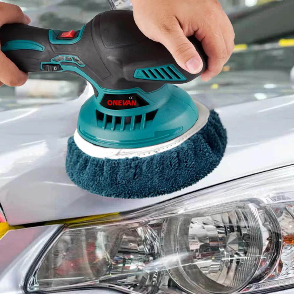 ملمع سيارات كهربائي 21 فولت من ONEVAN أداة طلاء سيارات لا سلكية 7000 دورة في الدقيقة قابلة للضبط ملمع سيارات لا سلكي لبطارية ماكيتا 18 فولت