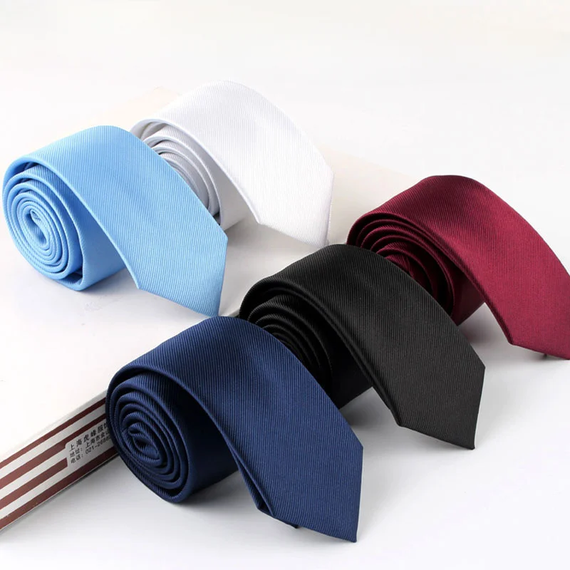 High Quality 6cm Silk Necktie Handmade Multiple Colour Men's Wine Navy Black Solid Tie Wedding Groom Party Suit Accessories