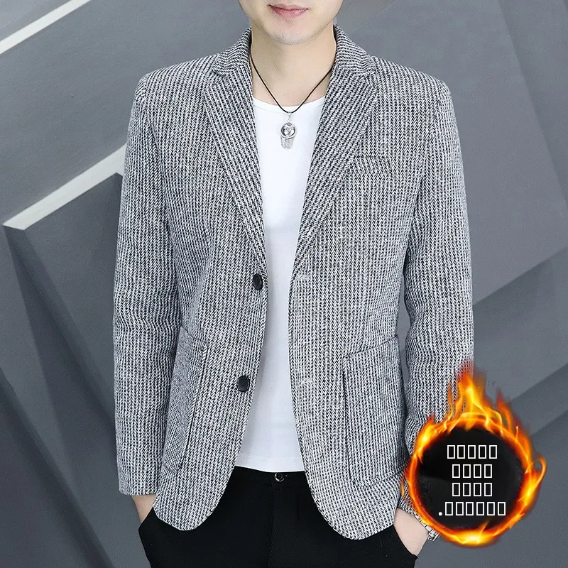 

Men's Faionable Fce Lined Thiened Autumn Winter Suit Slim Fit Sli Single Buttoned Jaet Urban Sle Long Sve Coat