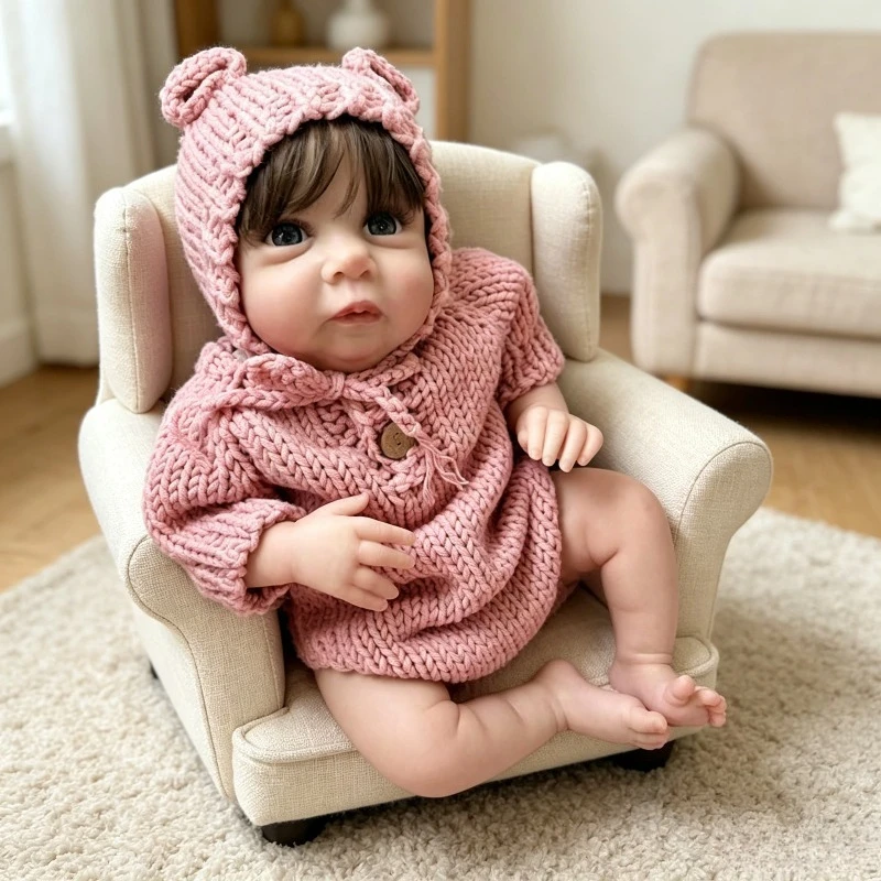 

Кукла-реборн Майли 48 см, уже окрашенная, для новорожденных девочек, с хлопковым телом, Bebés Reborns