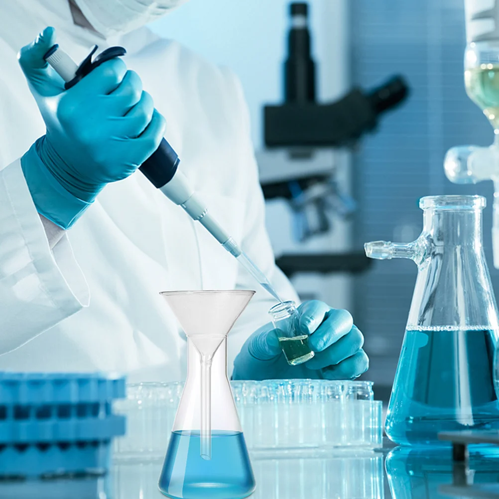 Glass Triangle Funnel for Lab Use 75Mm Wide Mouth Stable Stem Scientific Filtration Transfer Tool for Experiments