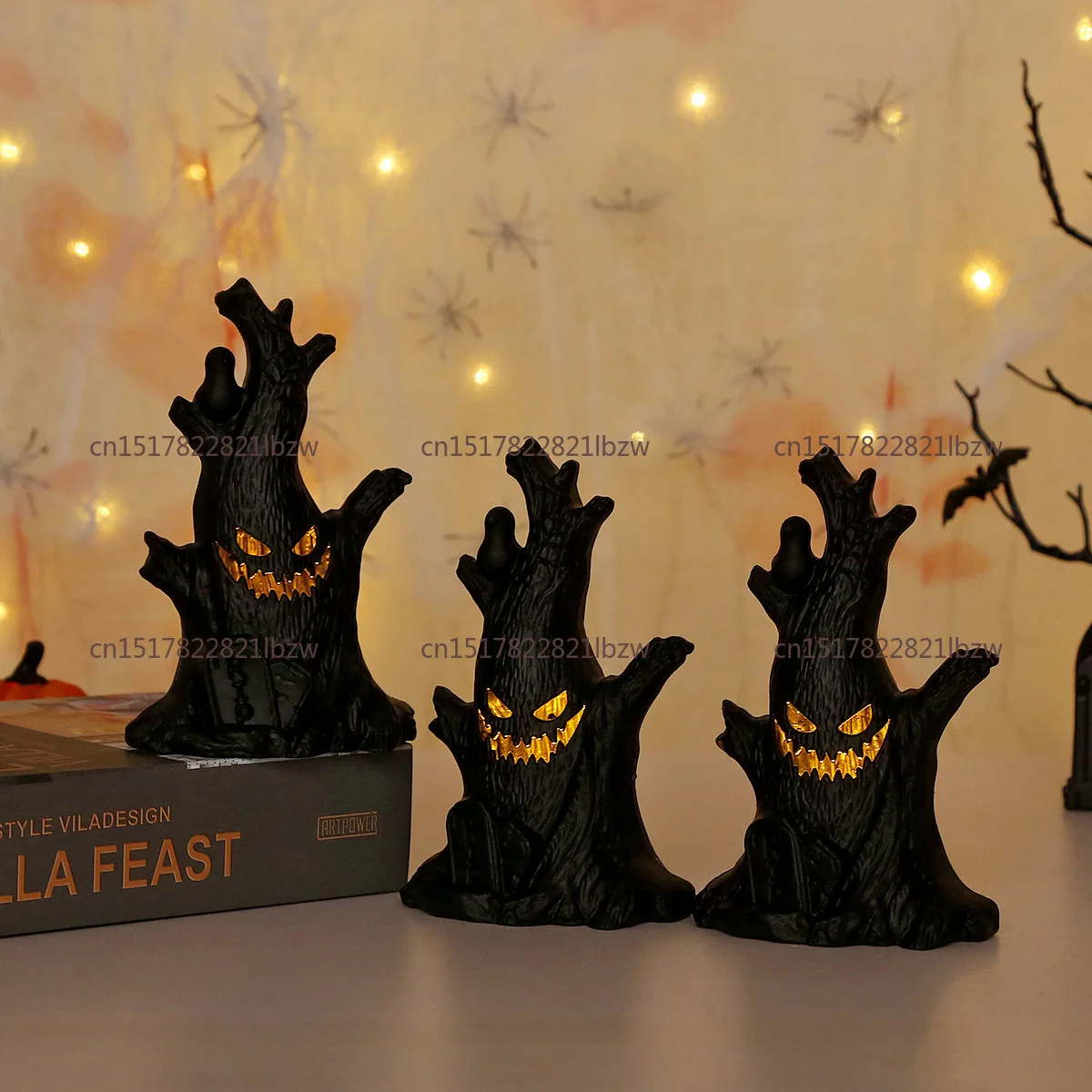 Halloween jack-o-lantern ghost stump decoration grimace LED electronic candle light