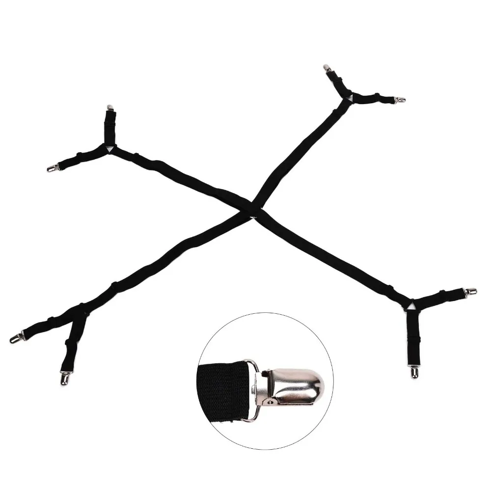 Nylon elastic band+plastic+metal Adjustable Stretch Triangle Metal Fixing Clips Black Multi-scene Bed Sheet Secure Holder