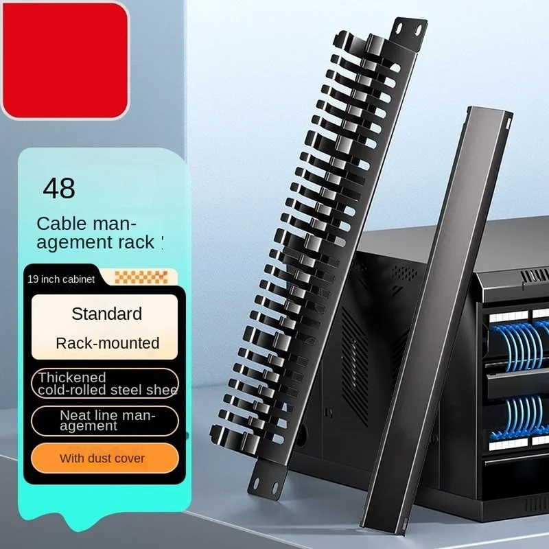super-offerta-organizzatore-per-cavi-di-rete-1u-montaggio-orizzontale-o-verticale-rack-server-19-pollici-24-slot-48-porte-canalina-per-cavi