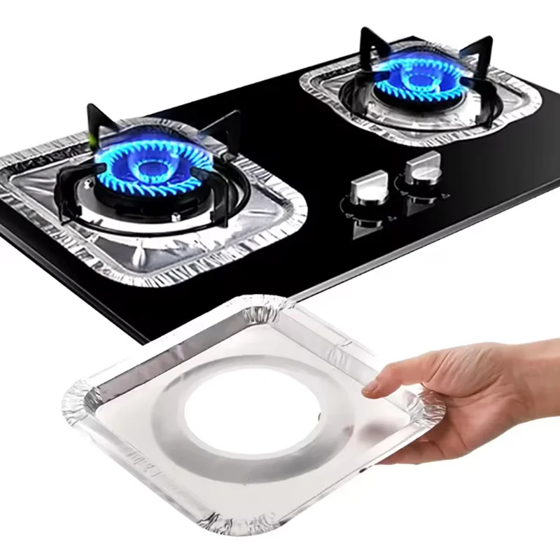 10/20Pack Aluminum Foil Stove Covers 9 Inch Square Disposable Gas Stove Liners, Gas Stove Protectors to Keep Gas Stove Clean