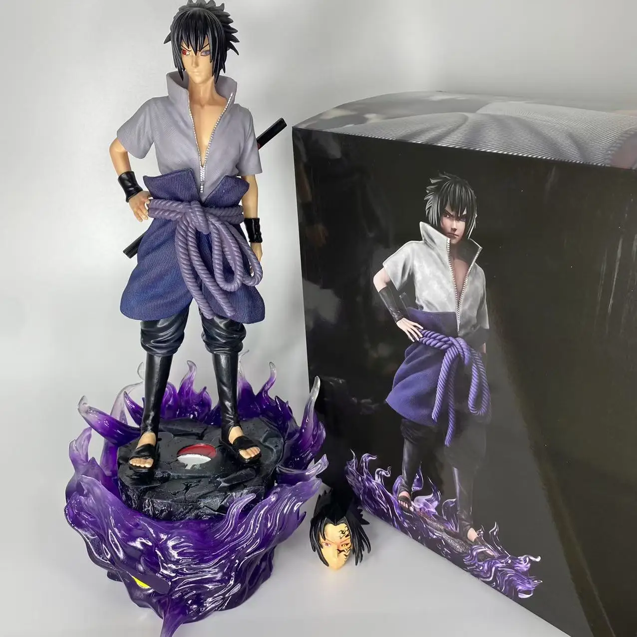 

Hokage Anime Super Large Door God Sasuke -38.5CM Double Headed Carving Convertible Full Coating Statue Model Handmade Ornament