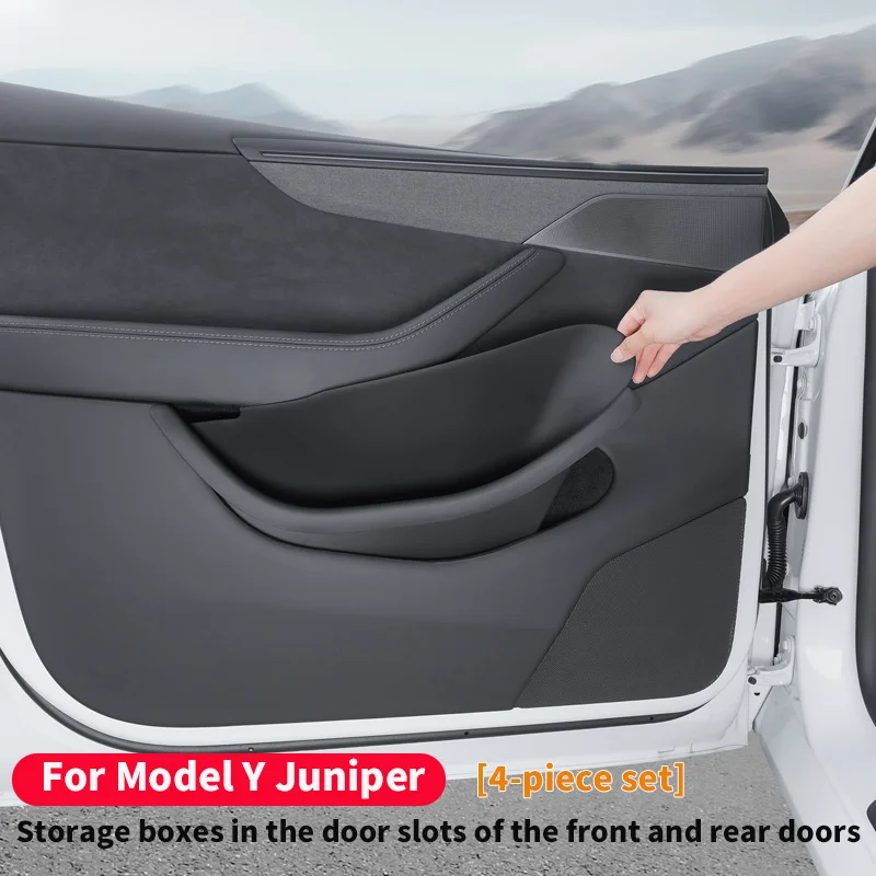 

Для Tesla Model Y Juniper, ящики для хранения передних и задних дверей, защитные накладки на дверной прорез, материал TPE, набор из 4 предметов