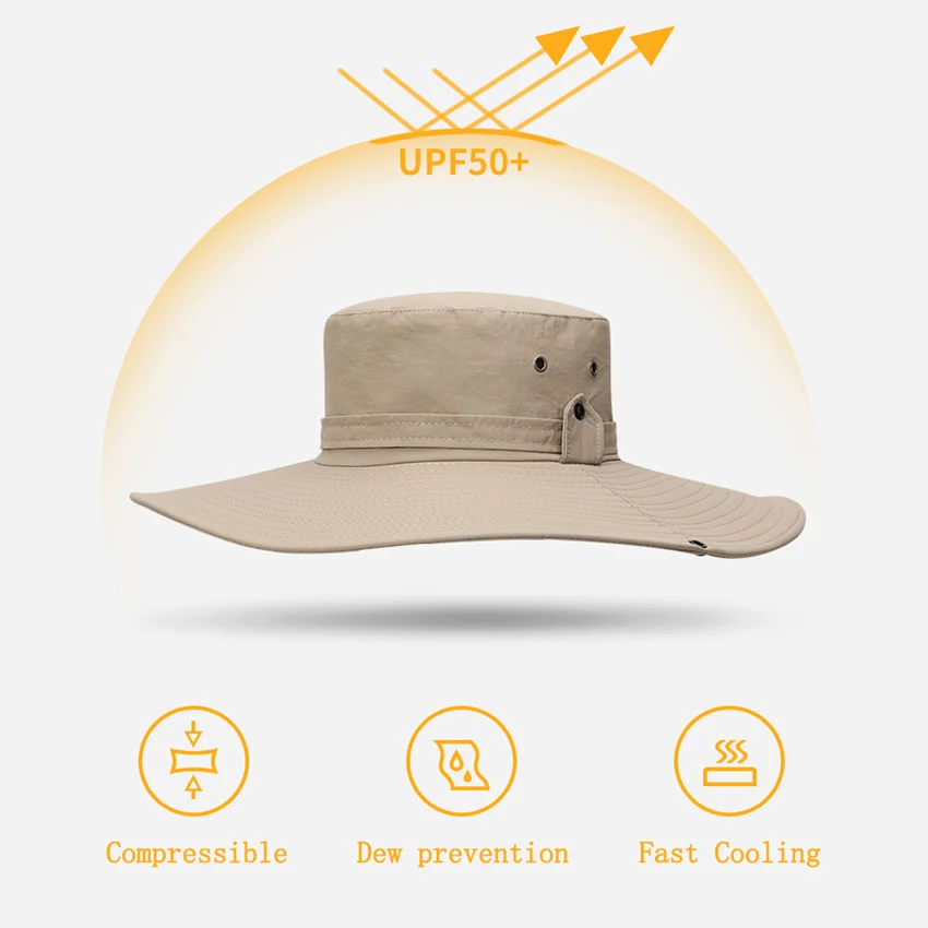 2020 New Fashion Summer Bucket Hat Cowboy Men Outdoor Fishing Hiking Beach Hats Mesh Breathable Anti UV Sun Cap Large Wide Brim