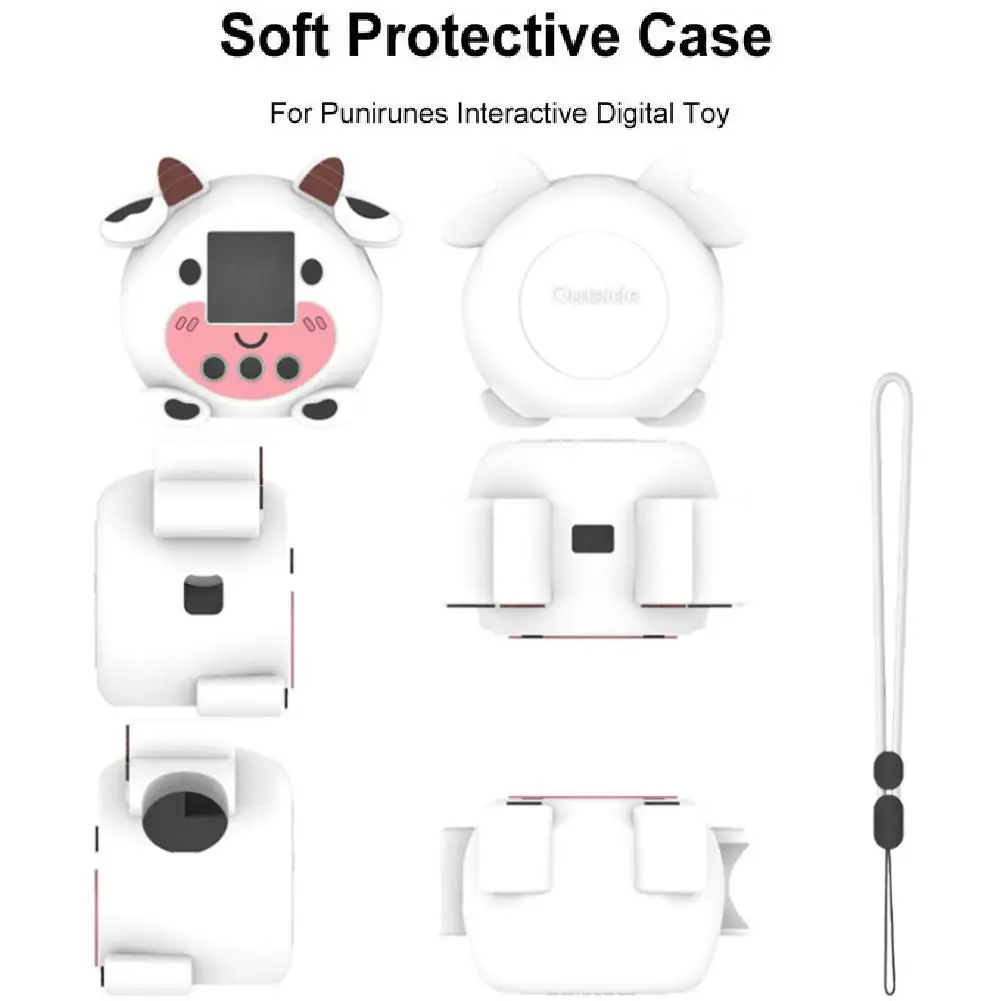 For Punirunes Interactive Digital Toy Silicone Case Cover with Lanyard Cartoon Protective Cover Shockproof Protective Cover