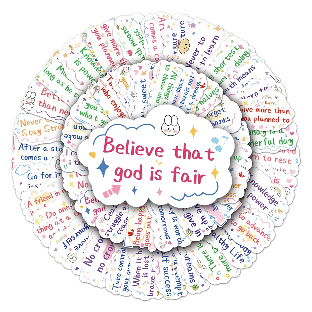 

10/30/50pcs Cute Colorful Inspirational Phrases Stickers Fresh Style Aesthetic Sticker Scrapbook Luggage Phone Graffiti Decals