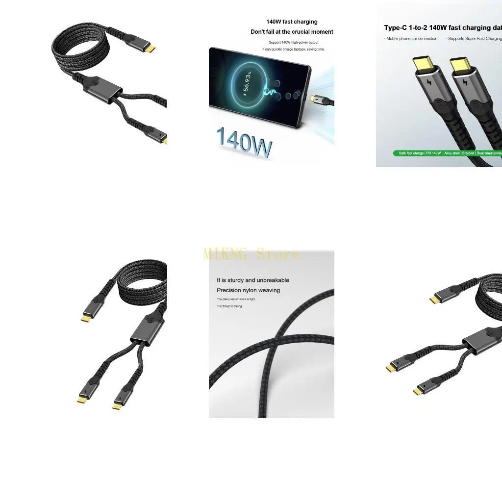 Two-Device Type C Charging Cord with Fabric Build and File Transfer Data Line Best Sale