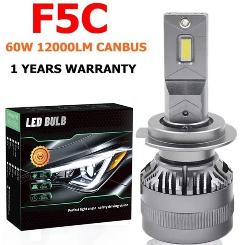 Ampoule LED F5C 120W 12000LM H7 H4 H7 H8 H11 H1 9005 9012, kit antibrouillard pour voiture