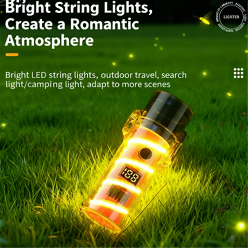 

Multi-functional Rechargeable Lighter with Transparent Case + Dreamy Mood Light, High-Brightness Illuminated Compass, Outdoor Po