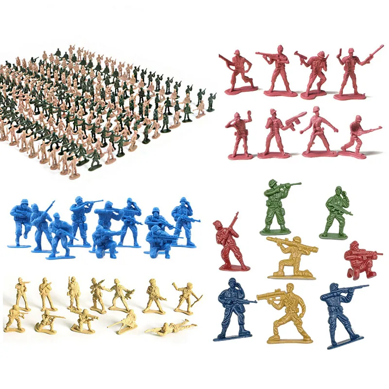 100 Stück/Packung Plastik-Soldaten-Modell in Blau, Rot, Gelb, Grün Erhältlich Militär-Sandkasten DIY Simulations-Soldatenfiguren Dekoration ZYF