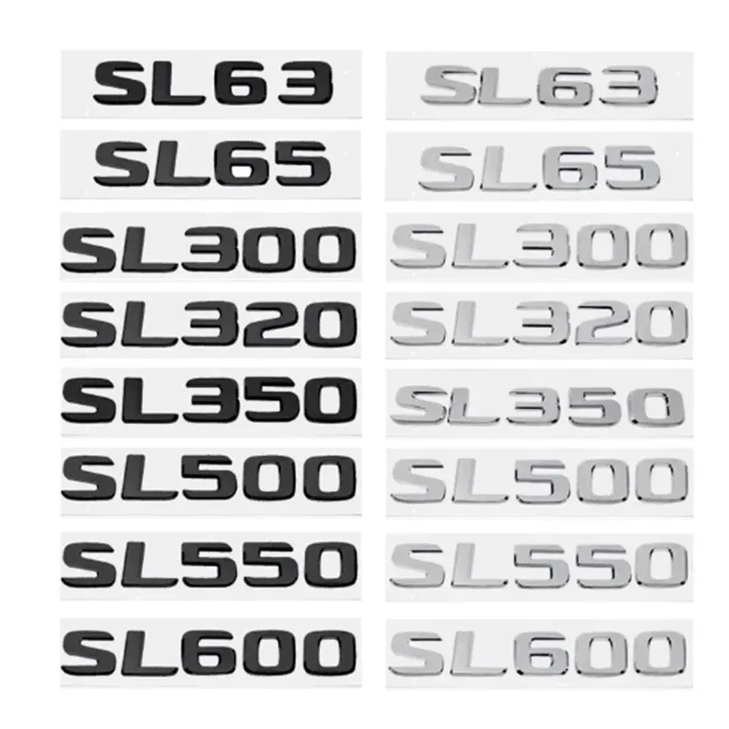 Car Tail Box Stickers Badge for Mercedes Benz SL63 SL65 SL300 SL320 SL350 SL500 SL550 SL600 ABS Rear Trunk Decal Emblem