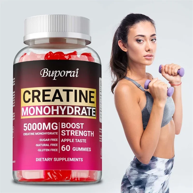 

Creatine Monohydrate Gummies - Reduces Fatigue, Increases Endurance, and Builds Muscle, Improves Energy and Focus