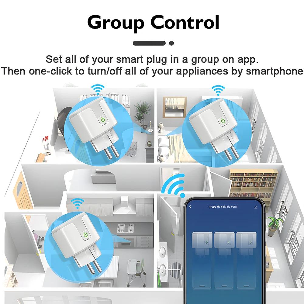 Aubess Smart Plug Adapter 20A WiFi z monitorowaniem mocy Inteligentne gniazdo UE EWelink Smart Life Sterowanie aplikacją za pośrednictwem Alexa