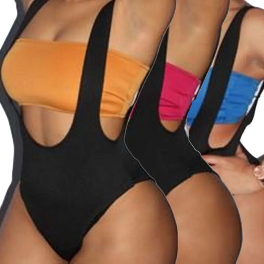 2023 Summer Beach Vacation one-piece Breast-wrapped swimsuit two-piece large V-neck backless thong sexy swimsuit wholesale store