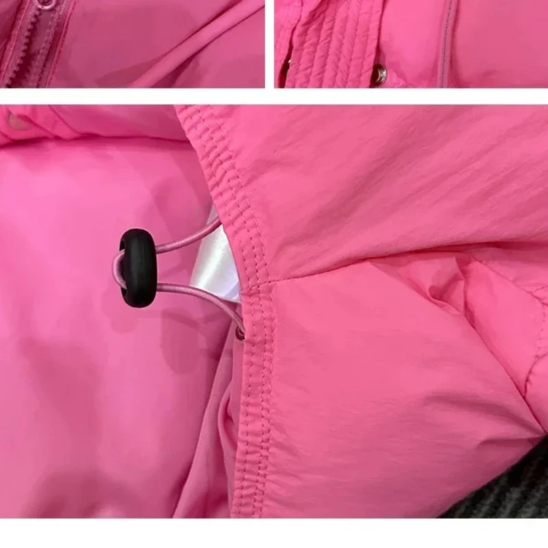 Doudoune courte violette à capuche pour femme, ample, décontractée, manches chauve-souris, duvet de canard blanc, manteaux épais, nouvelle collection hiver 2025