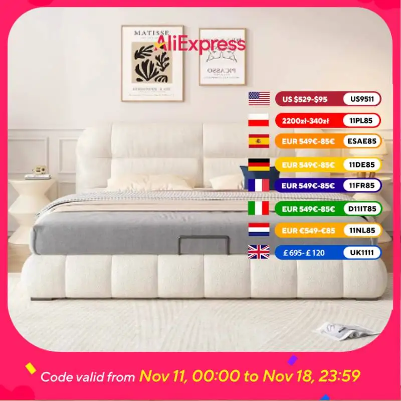 

Designer Cute Platform Bed Frame Modern Princess Twin Bedroom Double Bed Bases King Size High Cama Dobravel Bedroom Furniture