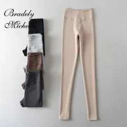 Women's High Strecth Long Trousers Solid Color Fleece-lined Fleece Leggings Pants High Waist Casual Streetwear Pants