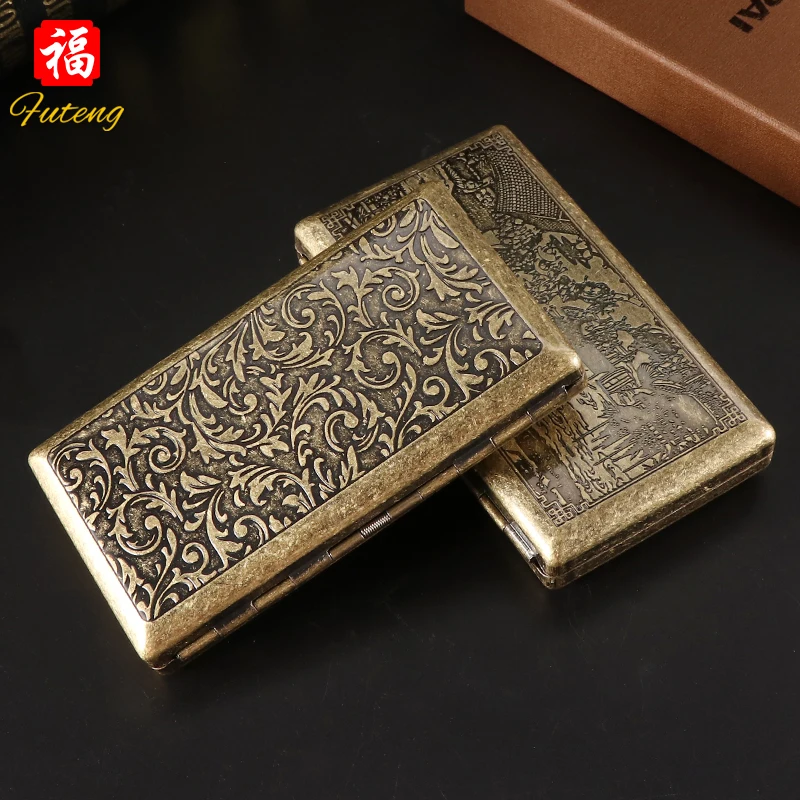 20Pcs Capacity Slim Cigarette Case Design Metal Cigarette Box Outdoor Cigarette Tobacco Holder Pocket Box Storage Smoking