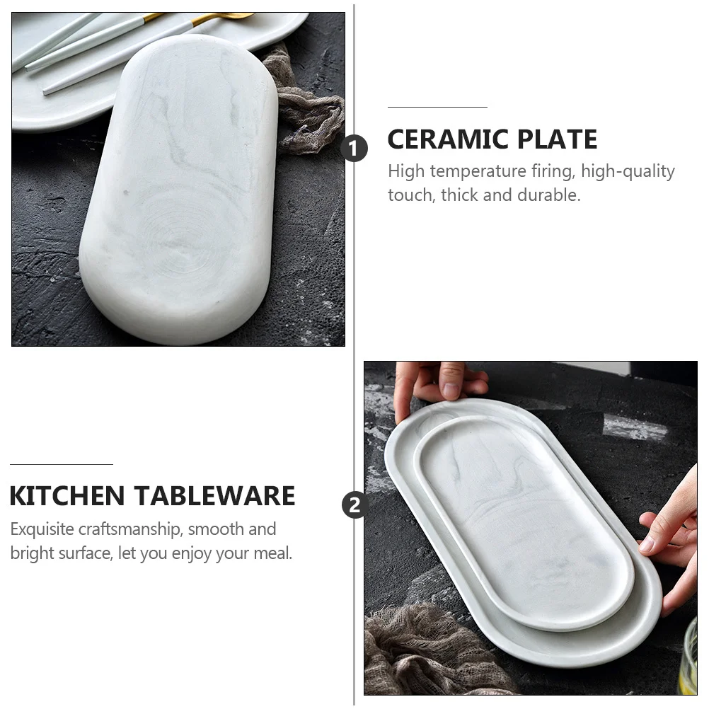 

Marble Pattern Ceramic Plate Premium Material Healthy Safe Elegant Dinnerware for All Foods Fruits Vegetables Snacks Restaurant