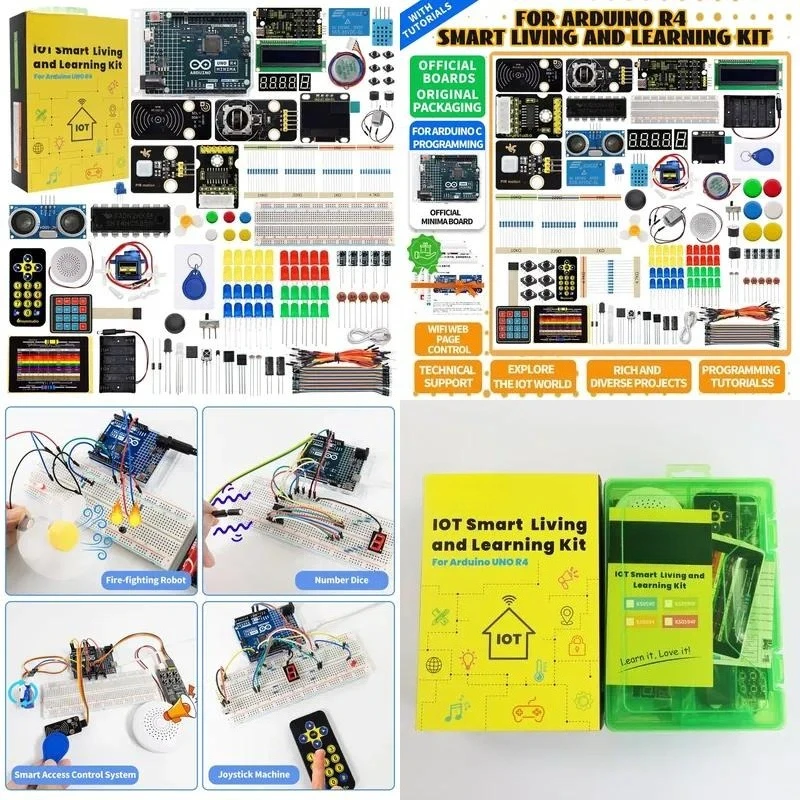 DIY Electronic STEM Programming Starter Smart Living and Learning Kit with Arduino U-NO R4 Minimum Board for Arduino