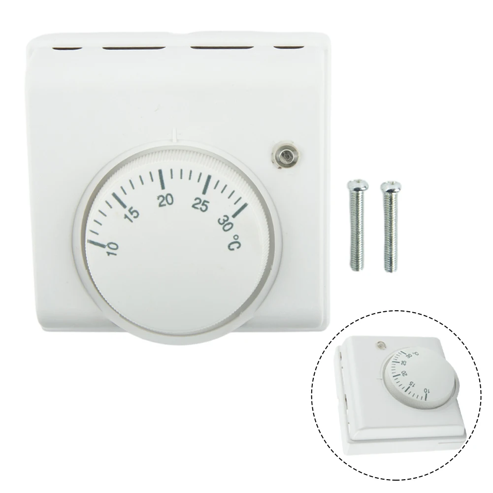 

Temperature Switch Thermostat L83 X H83 X T31mm Mechanical Room Temperature Controller White 220V AC Brand New