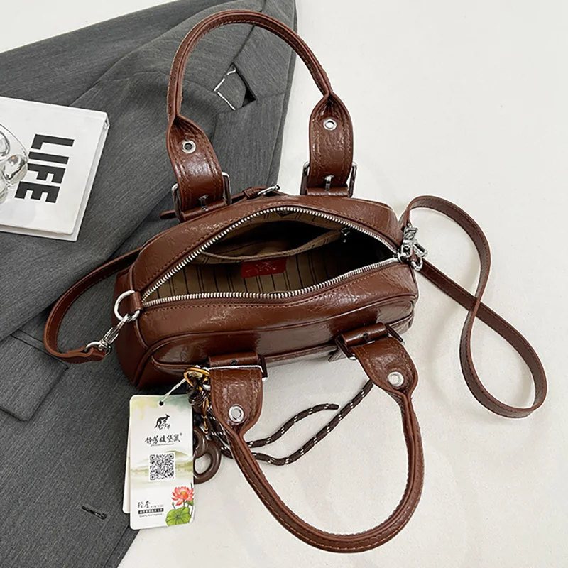 新しいレトロなファッショナブルな女性のハンドバッグカジュアルワンショルダーメッセンジャーバッグソフトPUレザーバックルショルダーバッグカジュアルクロスボディバッグ