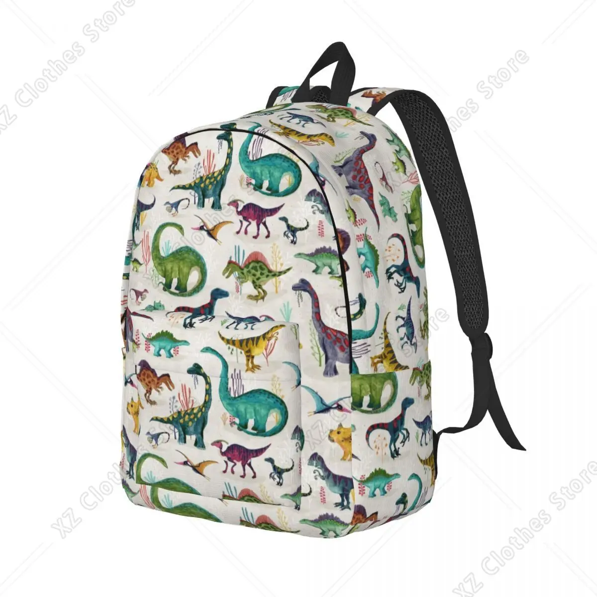 Bright Dinosaurs Classical Backpack Durable High School Work Dino Colourful Eaters Daypack for Men Women College Canvas Bags