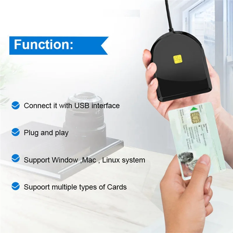 1 Piece Portable Convenient Smart Card Reader Black USB Multi-Functional Tax Return SIM/SD/TF/IC Smart Card Reader