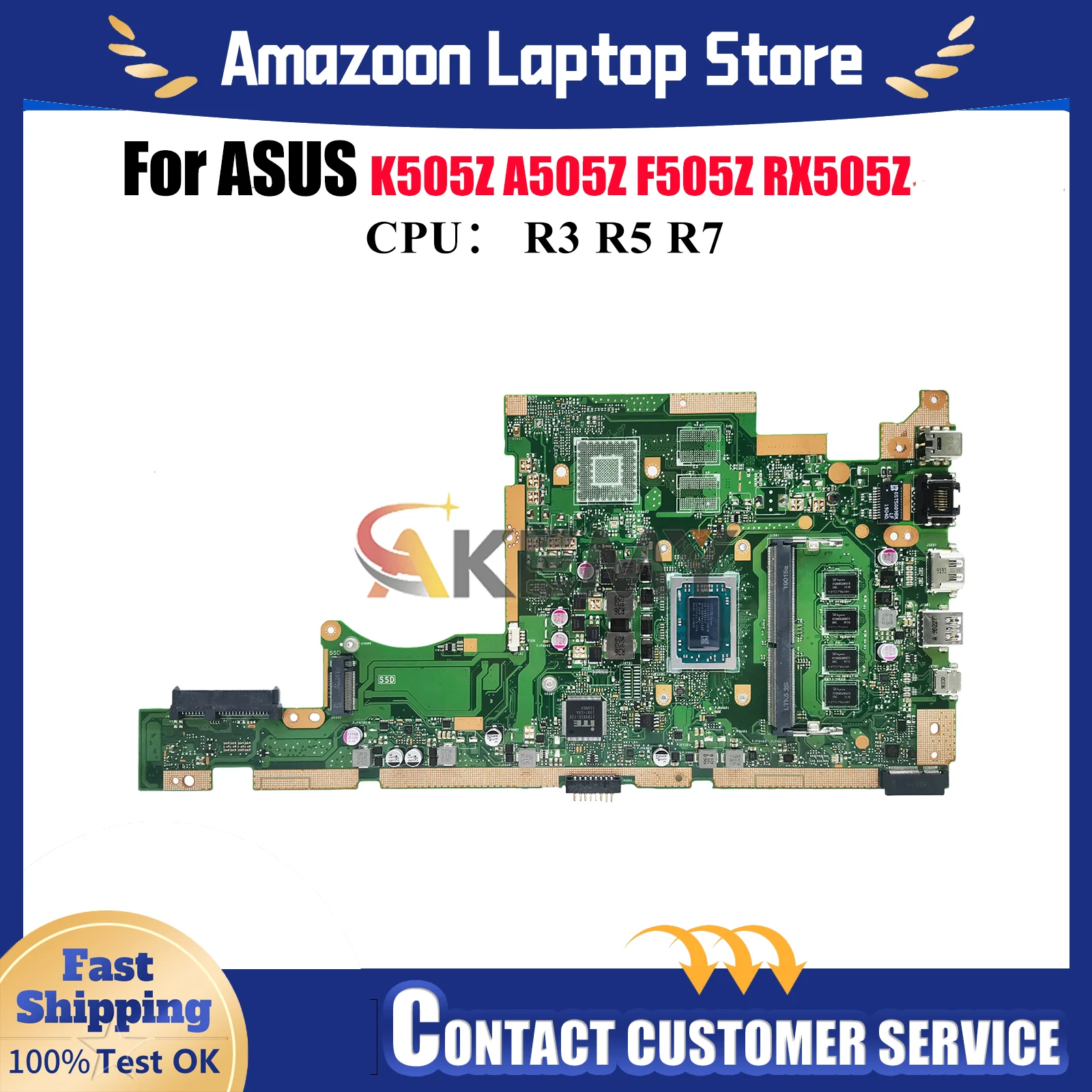 

X505ZA Материнская плата для ноутбука ASUS VivoBook RX505Z K505Z X505Z A505Z X505ZA F505Z Материнская плата с процессором R3 R5 R7 100% tests OK stk