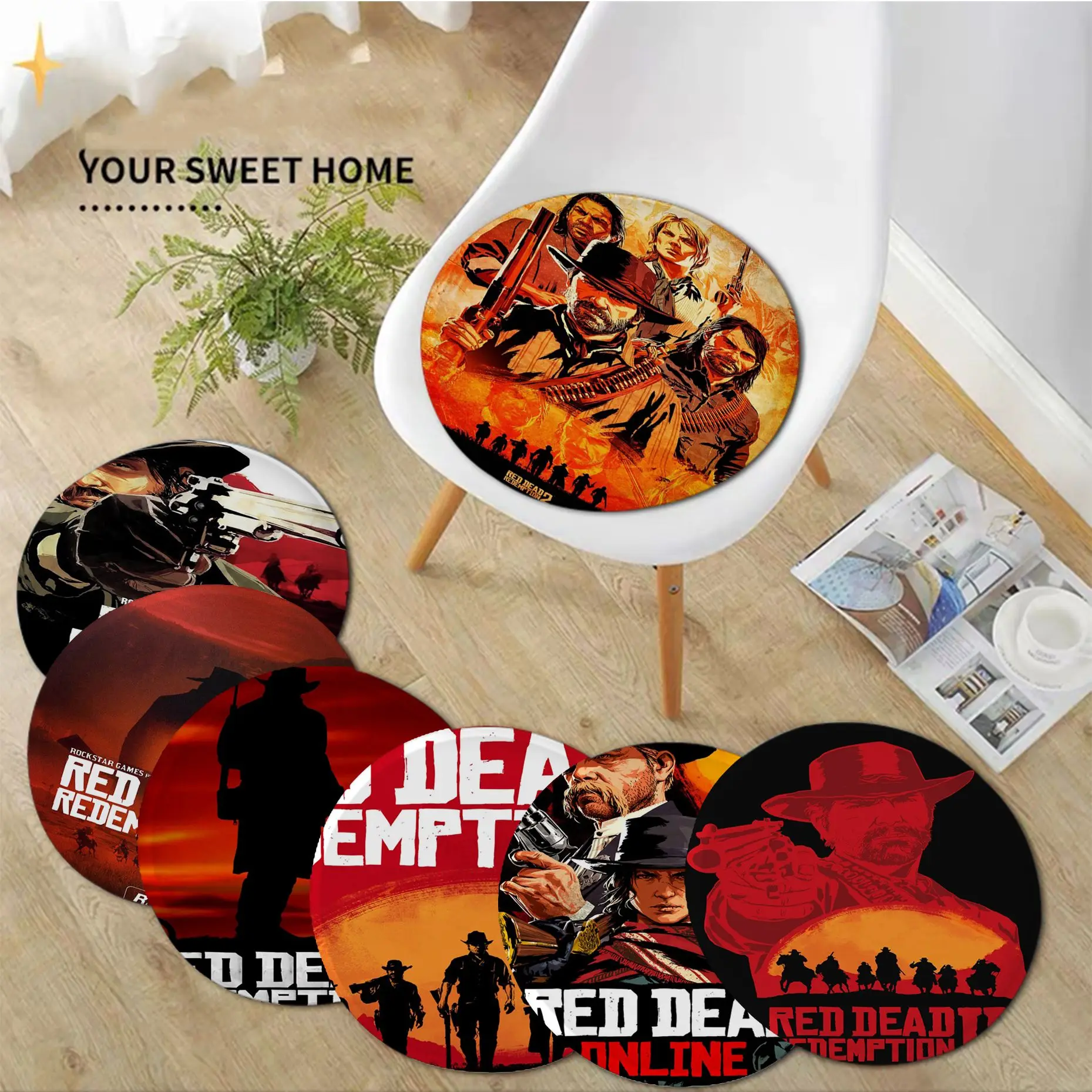 

red dead redemption 2 Cushion Mat Tie Rope Chair Cushion Soft Office Car Seat Comfort Breathable 45x45cm Cushion Pads