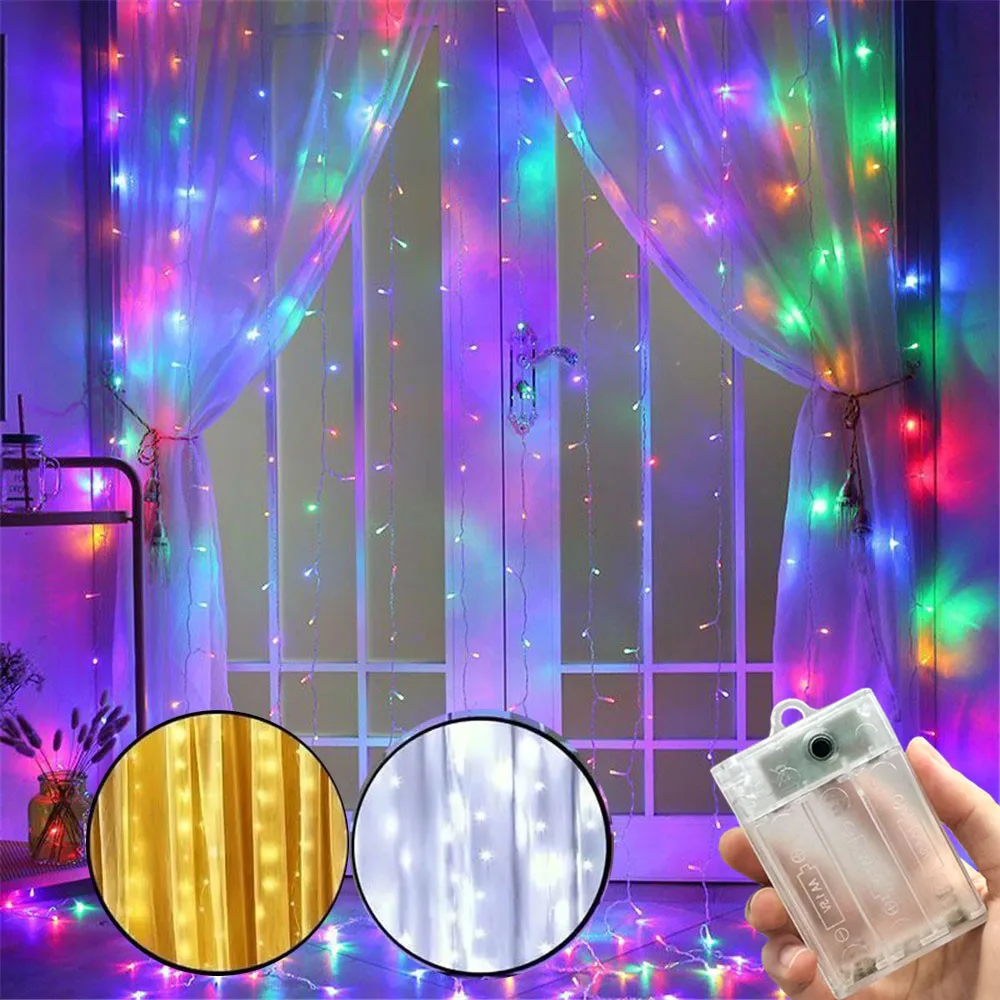 

2026 Valentine's Day LED Curtain Light String Wedding Birthday Party Decor Battery Power Ramadan Decoration for Home Eid Mubarak