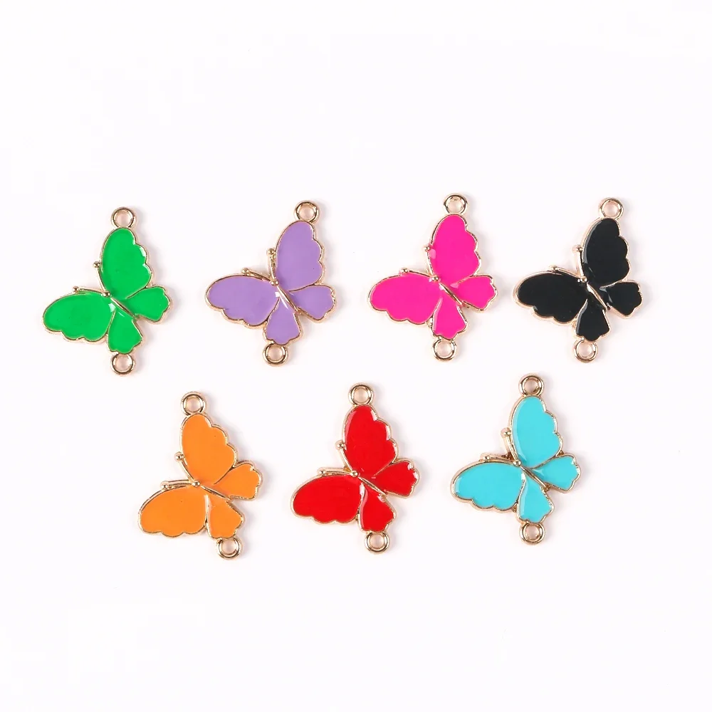 10pcs 15x20mm Acrylic Butterfly Charms Alloy Metal Charm Pendant For Necklace Bracelet DIY Jewelry Making Accessories Findings