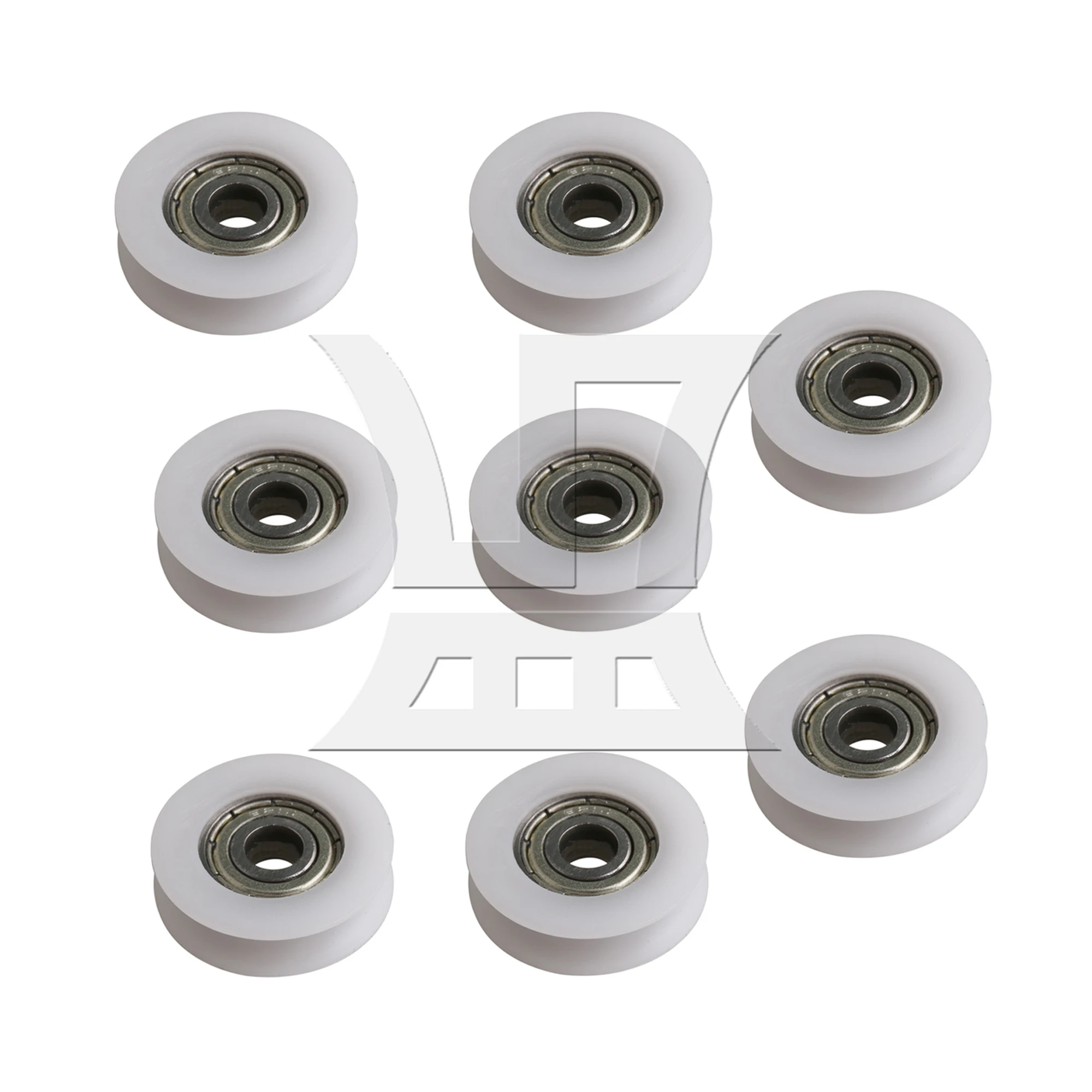 

8Pieces Round Shape White Groove Track Roller Bearing Steel Pulley Wheel
