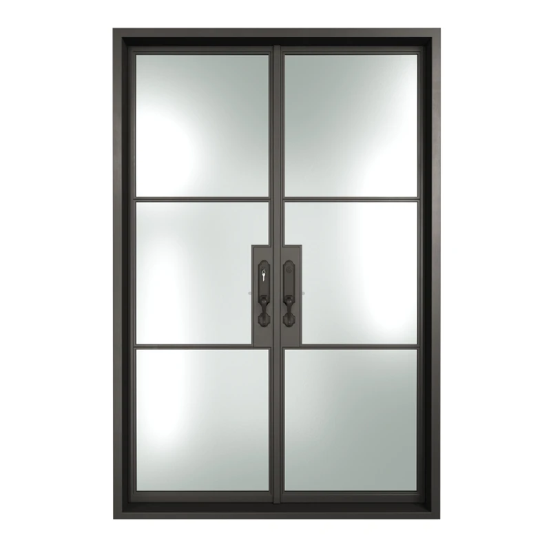 Puerta delantera francesa de vidrio de hierro forjado, puerta Exterior de vidrio, gran oferta