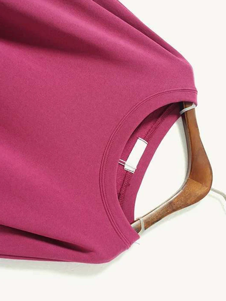 EAM Purple Big Pockets Casual Sweatshirt New Round Neck Long Sleeve Women Big Size Fashion Tide Autumn 2026 30A2867
