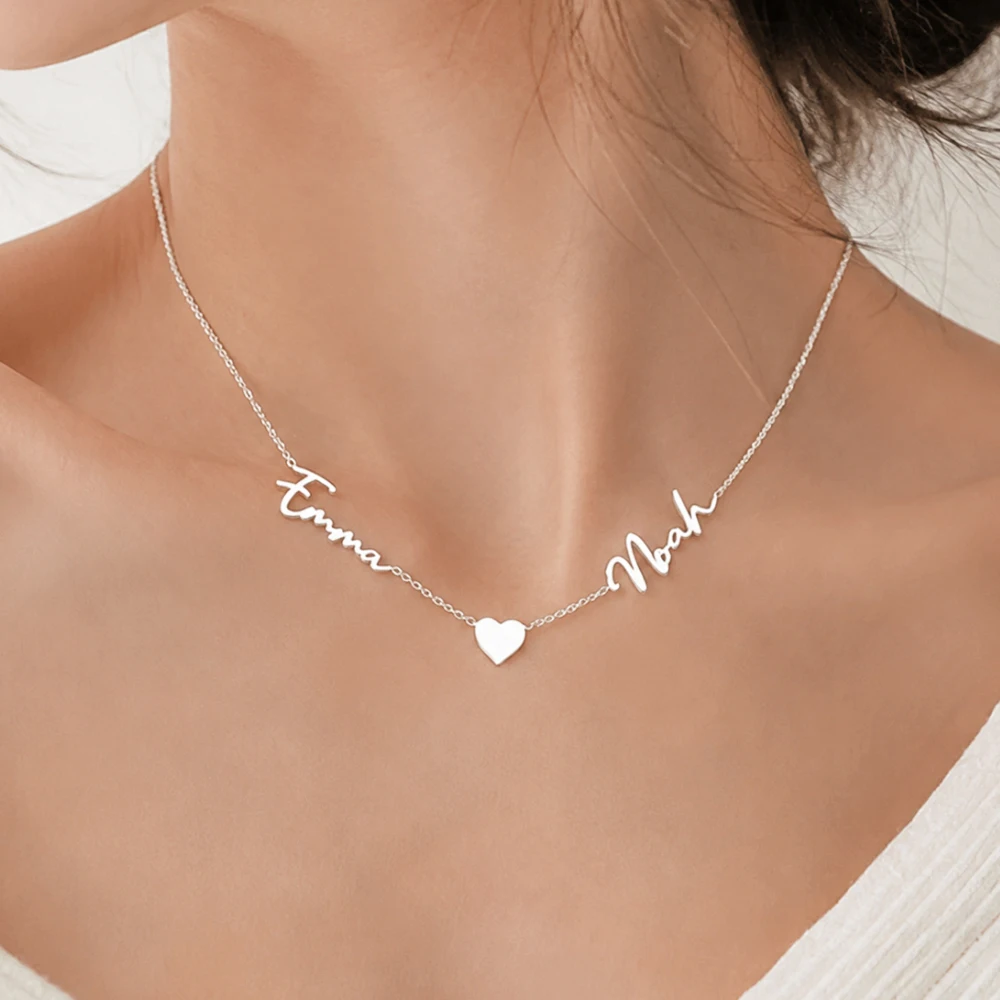Personalisierte Halskette mit 2 Namen für Frauen, Choker-Kette, verschiedene Stile erhältlich, Edelstahl-Halskette, Schmuckgeschenk für Mädchen/Mutter