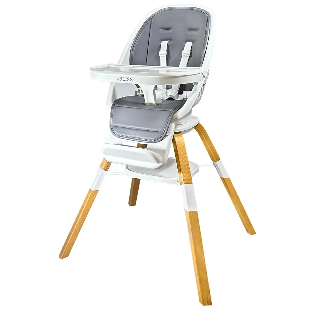 

2-in-1 Wooden Portable Baby Feeding Seat with 360 Swivel, Removable Tray, and Cushion (Earl Grey)