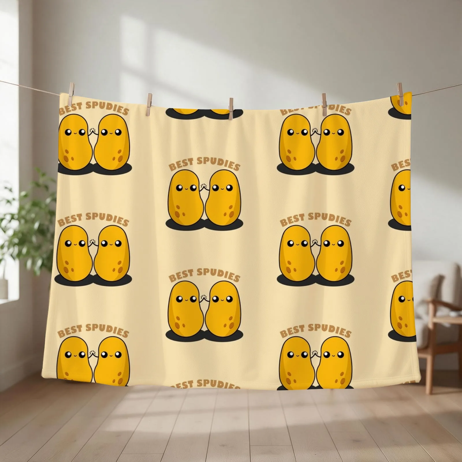 Cute Cartoon Potato || Best Spudies || Kawai Throw Blanket couch cozy soft plush fuzzy picnic outdoor blanket